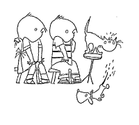 A coloring page of jip and janneke